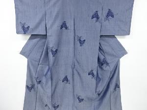 蝶模様織り出し手織り紬着物